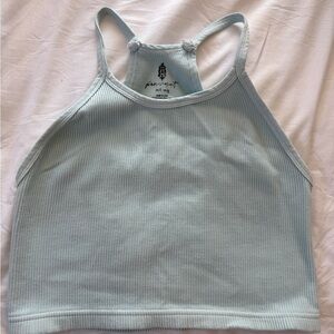 Free People Light Blue Ribbed Tank Top
